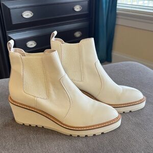 Cecelia New York Cream Wedge Boots